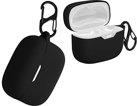 kwmobile Custodia Silicone Cuffie Compatibile con JBL Tune 230 NC TWS / T230NC / T235NC Cover - Custodia Porta Auricolari con Moschettone - Case nero