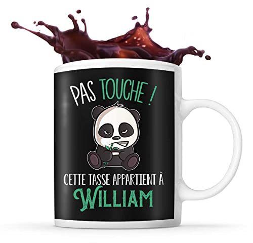 Planetee Tasse William Pas Touche Panda | Mug Prénom Cadeau Anniversaire Humour
