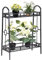 COSTWAY Scaffale Portafiori a 2 Ripiani, Porta Piante da Esterno e Interno a Scala, Scaffale Porta Vasi di Metallo per Balcone, Soggiorno e Giardino