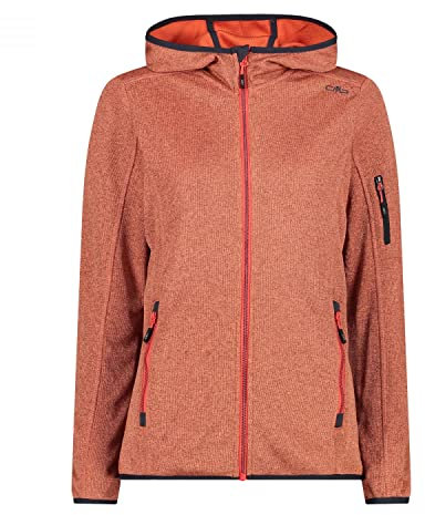 CMP - Damen-Knit-Tech-Jacke mit fester Kapuze, Campari-Feuerzeug, D38