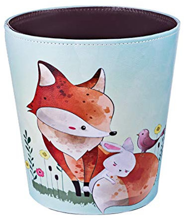 Scakbyer Papierkorb, 10L PU Leder Mülleimer der Animal Serie, Dekorative Abfallkorb, Kapazität kleine Abfallpapierkorb, Wasserdichte Mülleimer für Wohnzimmer, Schlafzimmer, Büro und Küche - Fox - 2