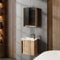 Planetmöbel Badmöbel Set 3-teilig Waschbecken mit Unterschrank 50 x 48,3 x 24,8 cm Wotan Eiche, Spiegelschrank 50 x 65 x 11,4 cm mit LED Aufbauleuchte