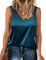 Zeagoo Debardeur Femme Satin Ample Basic Col en V Caraco Soie Mode Top sans Manches ete Vert, L
