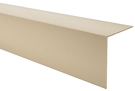 QUEST Cornière PVC Rigide Autoadhésive – Baguette d’Angle de Protection en PVC Dur pour Mur et Rebord – Profilé de Coin – 50x50mm, 200cm, beige