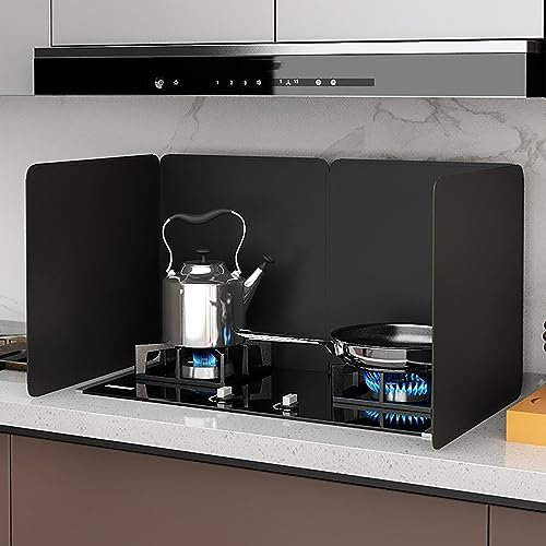 Spritzschutz FüR Die KüChe Faltbare Kochplatte FüR Die KüChe Windschutzscheibe FüR Campingkocher öLspritzschutz Einfach Zu SäUbern FüR Bratpfannen Gasherde GeschirrspüLer,Schwarz,4 sides 80×40×35CM