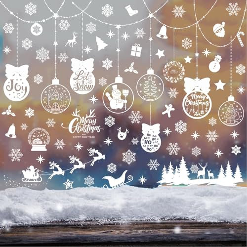 Torytoe 9 Piezas Copos de Nieve, Pegatinas Navidad para Ventanas PVC Adhesivos Estáticos para Puertas Escaparates Frentes de Cristal