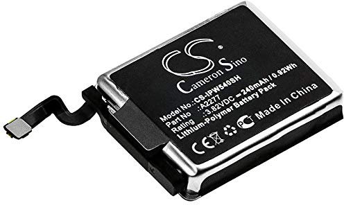 Batteria di ricambio 240 mAh/0,92 Wh compatibile con Apple MWWP2LLA, Watch Series 5 40 mm, A2277