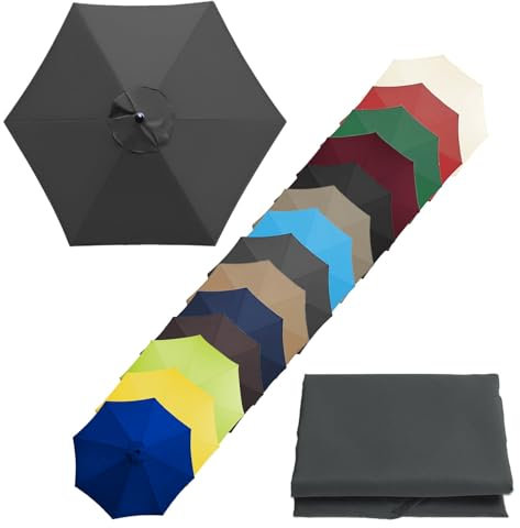 Housse De Rechange Pour Parasol D'extérieur, 6/8 Baleines 200cm/270cm/300cm Tissu De Rechange Toile De Rechange Pour Terrasse/Jardin/Piscine/Parapluie En Porte-À-Faux(Color:Gray,Size:6 ribs-3m(9.8ft))