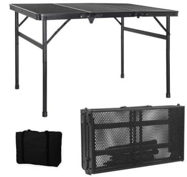 Tragbare Campingtische, Klappbarer Multifunktionstisch, Camping Tisch, Grilltisch mit Metallgitterplatte, Leicht und Tragbar Tisch, Zusammenklappbar Gartentisch, Beistelltisch, für Outdoor Picknick