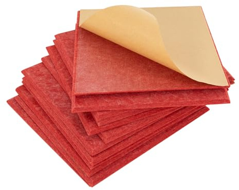 12 Stück Akustikplatten Selbstklebend Hoher Dichte, Schallabsorber Wand für Wanddekoration und Akustische Behandlung Schallschutz Schalldämmung Wand für Decken Akustikpaneele (Rot)