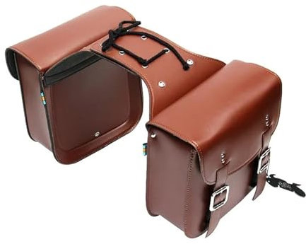 Borsa Moto Posteriore Borse Laterali Per Moto Borsa Laterale In Pelle PU Guanti Borse Da Sella Per Bagagli Vintage Marrone Universale Borsa Da Sella Moto(1set Brown)