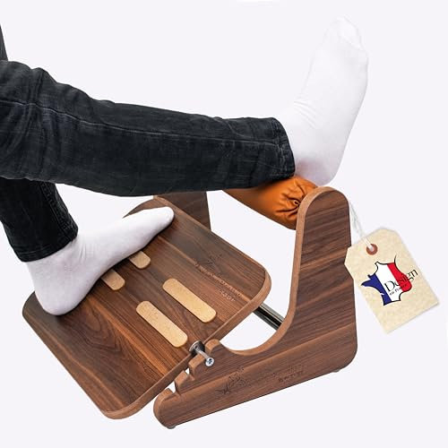 Mszerone® Repose-pieds en bois avec support cheville – Repose pied bureau ergonomique réglable à bascule – Confort naturel sans cuir – Améliore la posture et réduit la fatigue