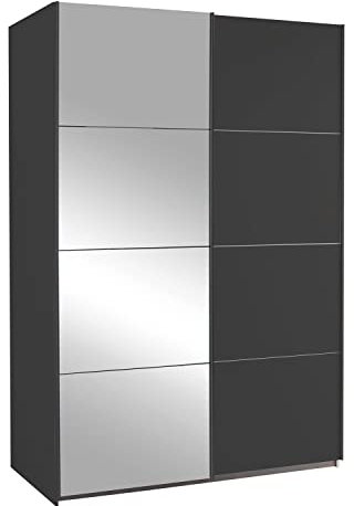 Schwebetürenschrank - Grau Metallic - 136 x 210 cm - mit Spiegel