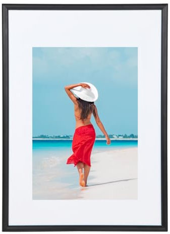 IDEAL TREND Toledo Alurahmen Moderner Aluminium mit Echtglas Bilderrahmen für Ihre Bilder Photoframe: Farbe: Schwarz | Format: 50x70