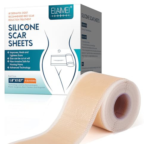 Cerotti Silicone Cicatrici - Silicone Scar Sheets, Rimozione Professionale di Vecchie Cicatrici Causate da Taglio Cesareo, Chirurgia, Ustioni, Cheloidi, Acne, Ecc (4.6 X 400 CM Rotolo)