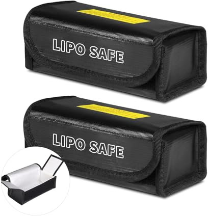 Bofanze Lipo Bag, 2 Pack Fireproof Explosion-proof Lipo Battery Bag Small Lipo Guard Battery Bag Fireproof Heat-Resistant Black Battery Safety Protection Bag 18 * 8 * 6.5cm