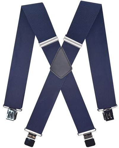 Hosenträger Herren Breit und Stark, Extra Starke Clips, Breite 5 cm, Einstellbare Elastische Träger in X-Form, Geeignet für Männerund Frauen, Robust und Vielseitig für Beruf, Freizeit,Navy Blau