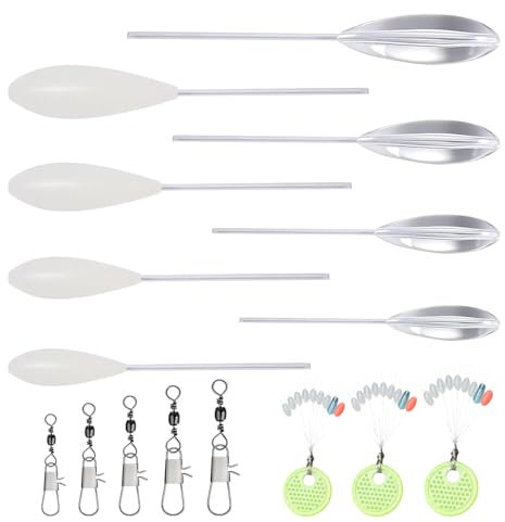 SJUNJIE 40 Stück Spirolino Forelle Set mit 4 Spirolino Sinkend 4 Sbirolino Schwimmend 5 Dreifachwirbel und 27 DREI Größen Schnurstopper Angeln Forellen Angeln Angelzubehör Set