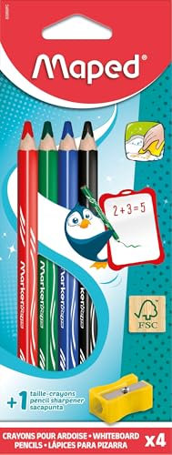 Maped - Whiteboard-Marker MARKER'PEPS 100% FSC Holz x4 + Anspitzer