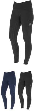 Covalliero - Damen Reitleggings – Leggings zum Reiten – Reithose mit Silikon-Vollbesatz – Reiterhose mit 2 Handytaschen – leicht & atmungsaktiv – Reitbekleidung in Schwarz – Größe 38/40