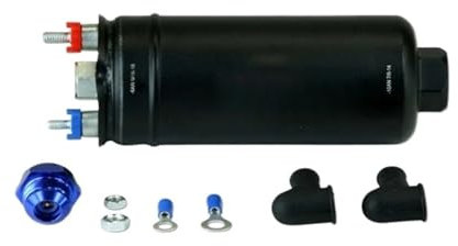 GHIUZ 50-1005 Kit pompa carburante ad alta portata in linea da 400 l/h for prestazioni E85 compatibile 0580254044 + staffa filtro carburante da 60 mm + for gruppo pompa carburante AEMDecal(AEM Yellow