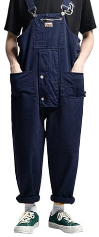 Salopette in Denim da Uomo, Salopette di Jeans da Uomo Cinghie Regolabili Pagliaccetti Tute Dritta con Lavaggio Vintage Tuta da Uomo in Denim Pantaloni Reggicalze Pantaloni Streetwear