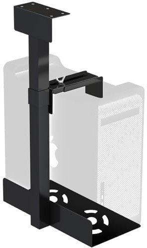 PC Halterung Unter Schreibtisch – Computer Aufhängung Halter für Untertisch, Vollständiges Stahlmaterial, Robuste Halterung Höhe Verstellbar 300-500mm bis zu 25 Kg für den Meisten Hosts