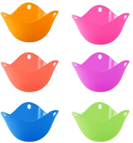 6 Piezas Escalfador Huevos Silicona, Egg Poacher, Cocedor de Huevos Microondas, Molde Huevo Poche, Escalfador Huevo Poche Antiadherentes para Vaporera, Utensilios de Cocina