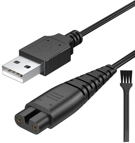 Oumida USB Ladekabel mit Kleiner Bürste, 100cm Ersatzkabel Rasierer Kabel kompatibel mit Hatteker RFC 690 692 588 598 696 9598 7568 Bartschneider Haarschneidemaschine (1Ladekabel+Bürste)