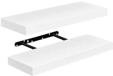 FURNITABLE 2X Schweberegal Regalbrett Weiß Wandboard Bücherregal Regale