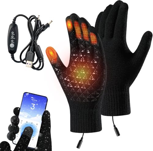 KQWVZ USB Beheizte Handschuhe, Warme Heizhandschuhe, Tragbare Elektrisch Beheizbare Handschuhe, Elektrisch Beheizte Handschuhe, Winter Thermo Heizhandschuhe ür Drinnen Und Draußen, Reiten