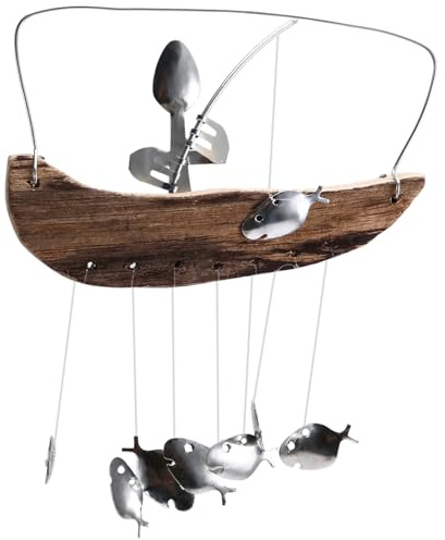 Flaroey Fisherman Sculpture Wind Chimes Indoor Outdoor Home Garden Decoration Hanging Ornaments Gift Garden Decoration