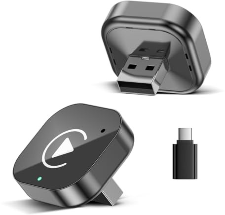 Spedal 2-in-1 Wireless CarPlay & Android Auto Adapter, USB-A/C Dongle, Wired zu Wireless, 5.8GHz WLAN, Bluetooth 5.3, Plug & Play, kompatibel mit Fahrzeugen ab 2016，Schwarz