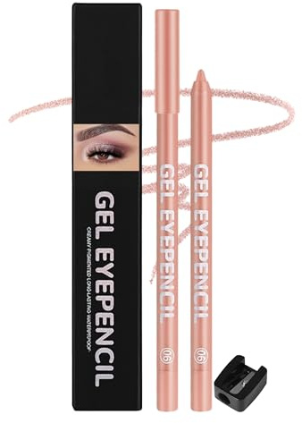 Erinde Cremiger Gel Eyeliner, Schimmernd Kajalstift, Wasserfest & Langanhaltend, Hochpigmentiert, Geschmeidiger Auftrag, Mit Inkludiertem Anspitzer, Anspitzbar, Für Empfindliche Augen, #06
