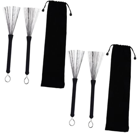 BESPORTBLE 2 Sets Drum Brush Kit Drum Brushes Edelstahl Percussion Equipment Schwarz