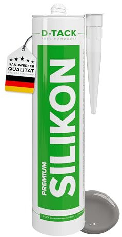 D-TACK Premium-Silikon betongrau 310 ml | Sanitär- & Fußbodensilikon | Silikon-Dichtmasse für Feuchträume, Bad, Küche & Anschlussfugen | Profi-Qualität