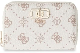 GUESS Geldbörse Emelie Logo SLG Zip Around Wallet Vanilla Logo Creme