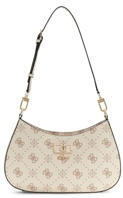 GUESS Schultertasche Emelie Logo Top Zip Shoulder Bag Vanilla Logo creme