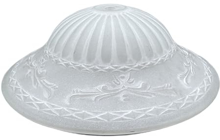 Ersatzglas satiniert weiß Ø270 mm H88 mm mit Ornamenten Lampenglas Leuchtenglas Glasabdeckung Ersatz für Leuchten dekorativ blendfrei