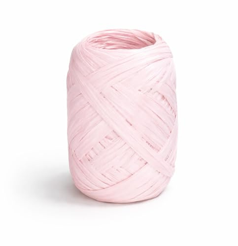Papierband Raffiabast 20m Geschenkband Raffia Papier Schnur für Craft Verpackung - Bastband Papiergarn zum Binden Verzieren - Bänder für Bastelarbeiten Geschenke Dekorationen - Rosé