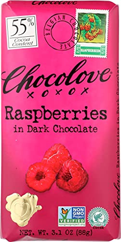 Chocolove Xoxo Raspberries In Dark Chocolate Bar -- 3.1 Oz