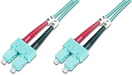 DIGITUS DK-2522-02/3 – Glasfaserkabel OM3 – 2 m – ST zu SC – Duplex LWL Kabel – 1/10/40/100 Gbit/s – MM Multimode Glasfaser LAN Kabel – Fasertyp: 50/125 µ – Türkis (Aqua)