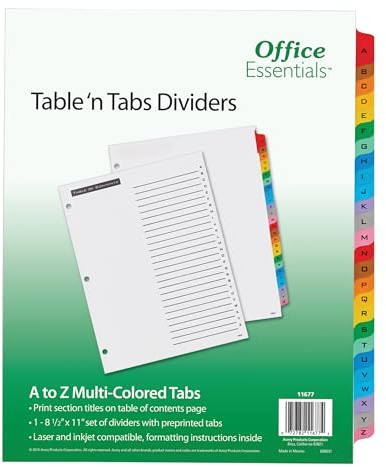 Office Essentials 11677 Tisch'n Tabs Trennblätter, 26 Register, Brief