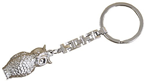 Schlüsselanhänger Metall Eule silber 11cm in Geschenkbox
