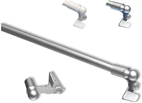 Bestlivings Klemmstange 30-40 cm, ausdrehbar/ausziehbar (Ø8/10mm) Montage ohne Schrauben, Bohren, Kleben - Metall - Gardinenstange in Edelstahl-Optik zum klemmen (Globe)