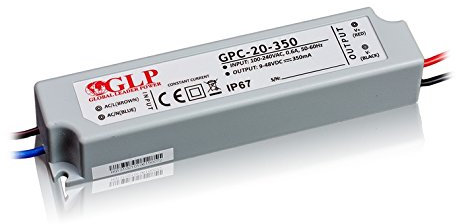 GLP Transformateur LED professionnel 350 mA Courant constant 9-48 V DC 16,8 W Étanche IP67 Idéal pour LED 1 W (3-14)