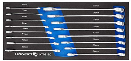Högert Technik, 16er-Set Ring-Maulschlüssel, EVA-Einsatz, HT7G120
