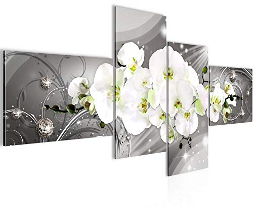 Runa Art Bild Modern Blumen Orchidee - Made in Germany - Wandbilder Abstrakt Grau 4 Teilig 006142b