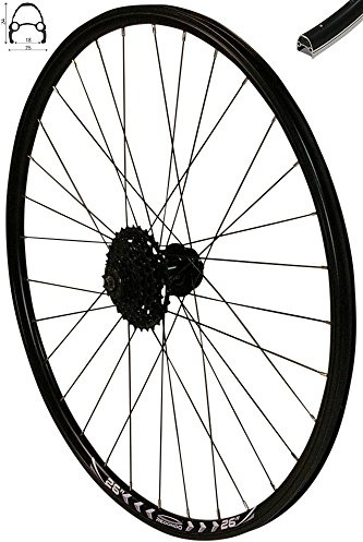 Redondo 26 Zoll Hinterrad Laufrad Felge Schwarz Disc + 8-Fach Kassette
