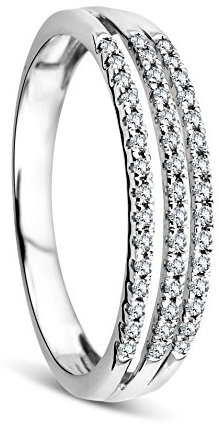 Orovi Ring Damen Weißgold 9 Karat / 375 Gold Diamant Brillianten 0,16 ct